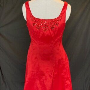 NIcole Miller : Hi/Low - Beaded Metallic red dress - Size 4